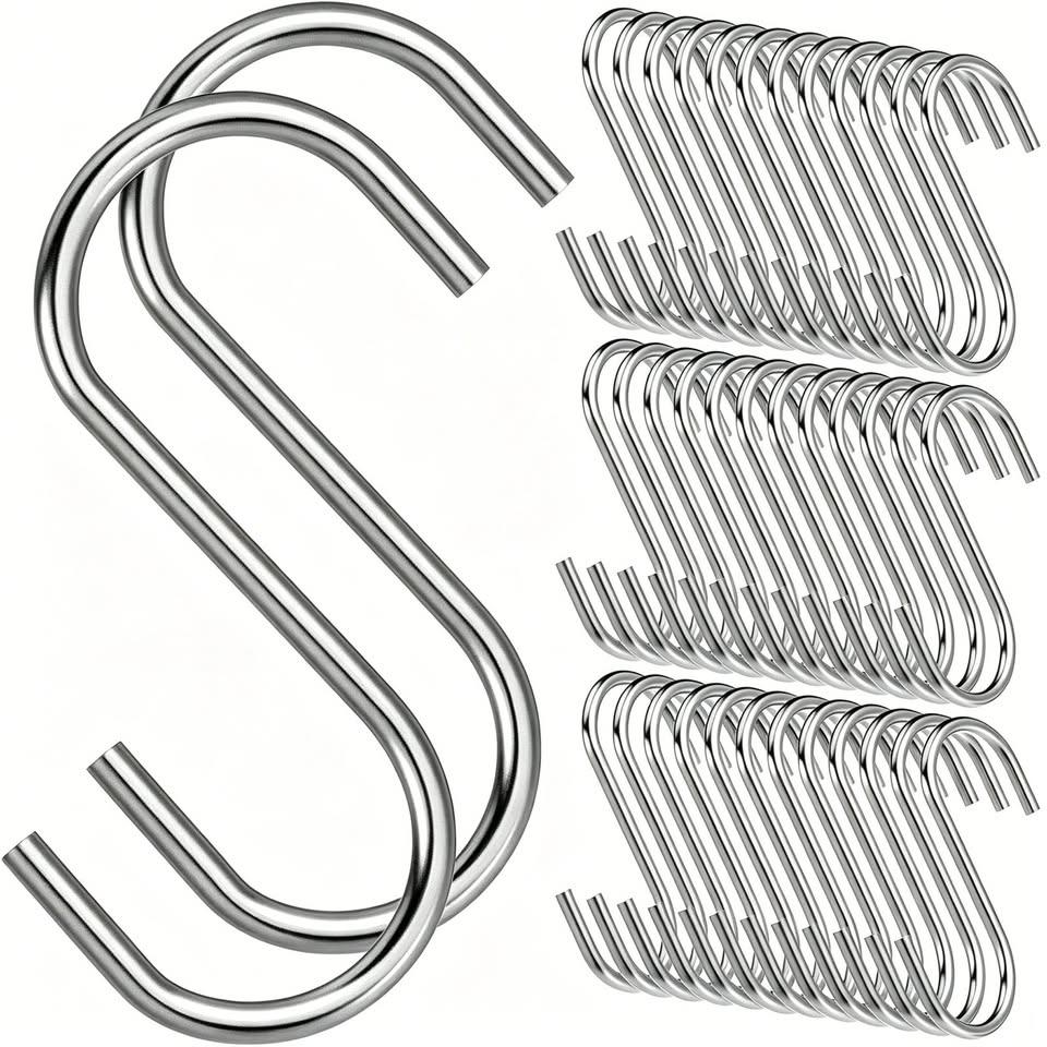 Stainless Steel S Hooks – 50 Pack, Silver - photo 3