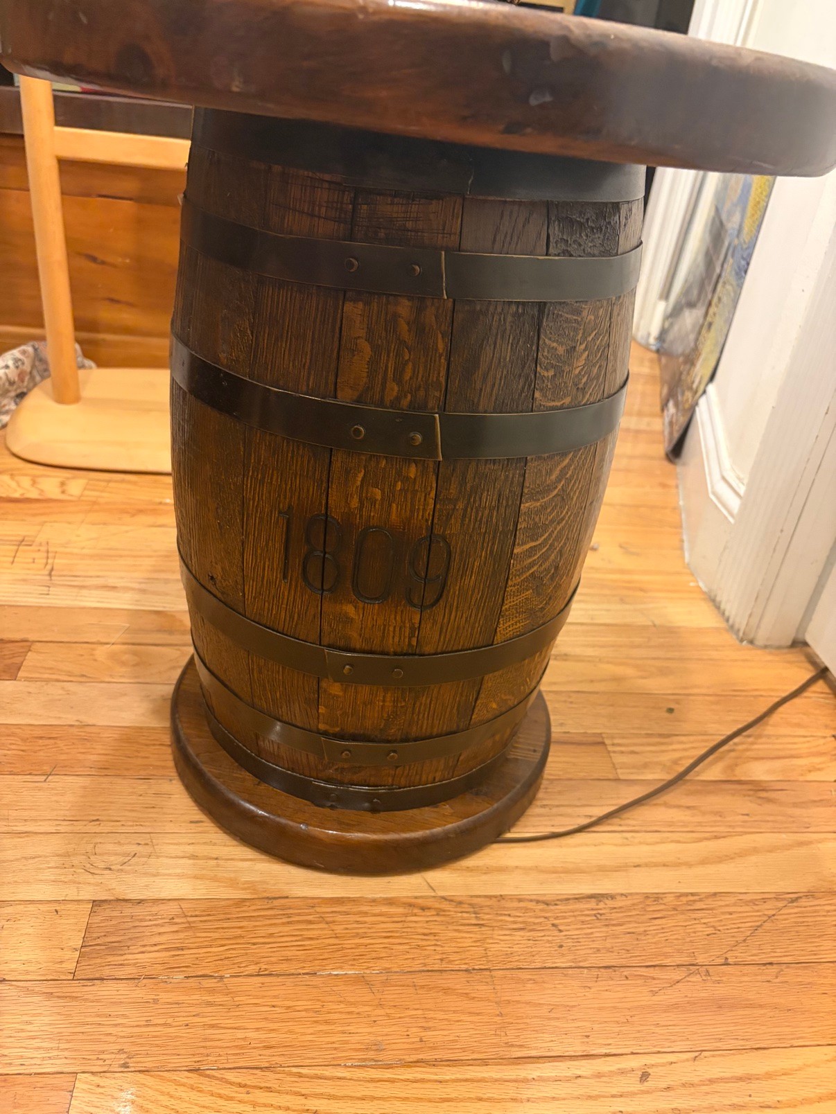 Floor Lamp & Side Table Duo Vintage Rustic Whiskey Barrel - photo 3
