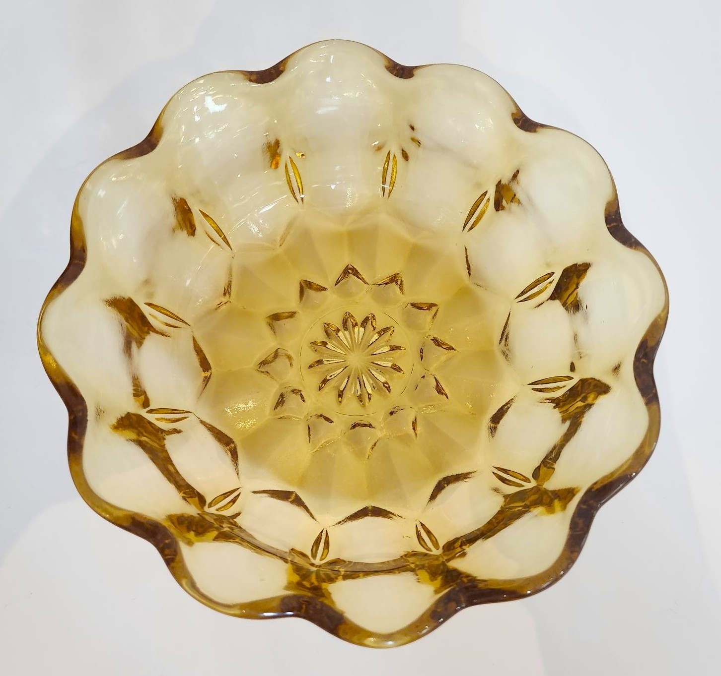 Vintage Anchor Hocking "Fairfield" Pattern 6 Inch Bowl - Amber