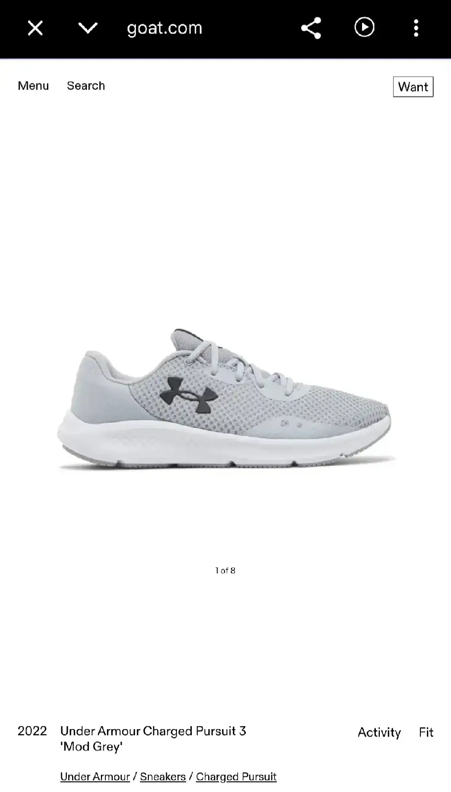 Under Armour Charged Pursuit 3 Sneakers Size 6.5