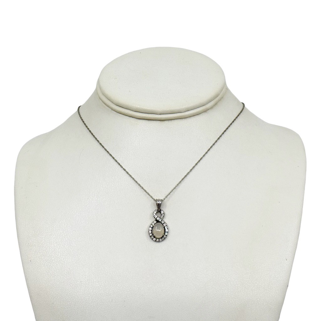 Sterling silver moonstone & cubic zirconia pendant - photo 4