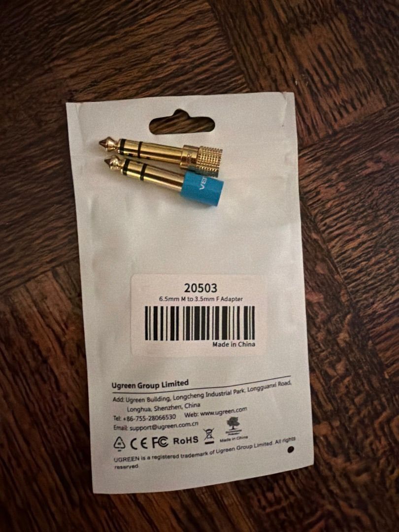UGREEN 6.35mm (1/4") to 3.5mm Headphone Adapters – 2 Pack, New