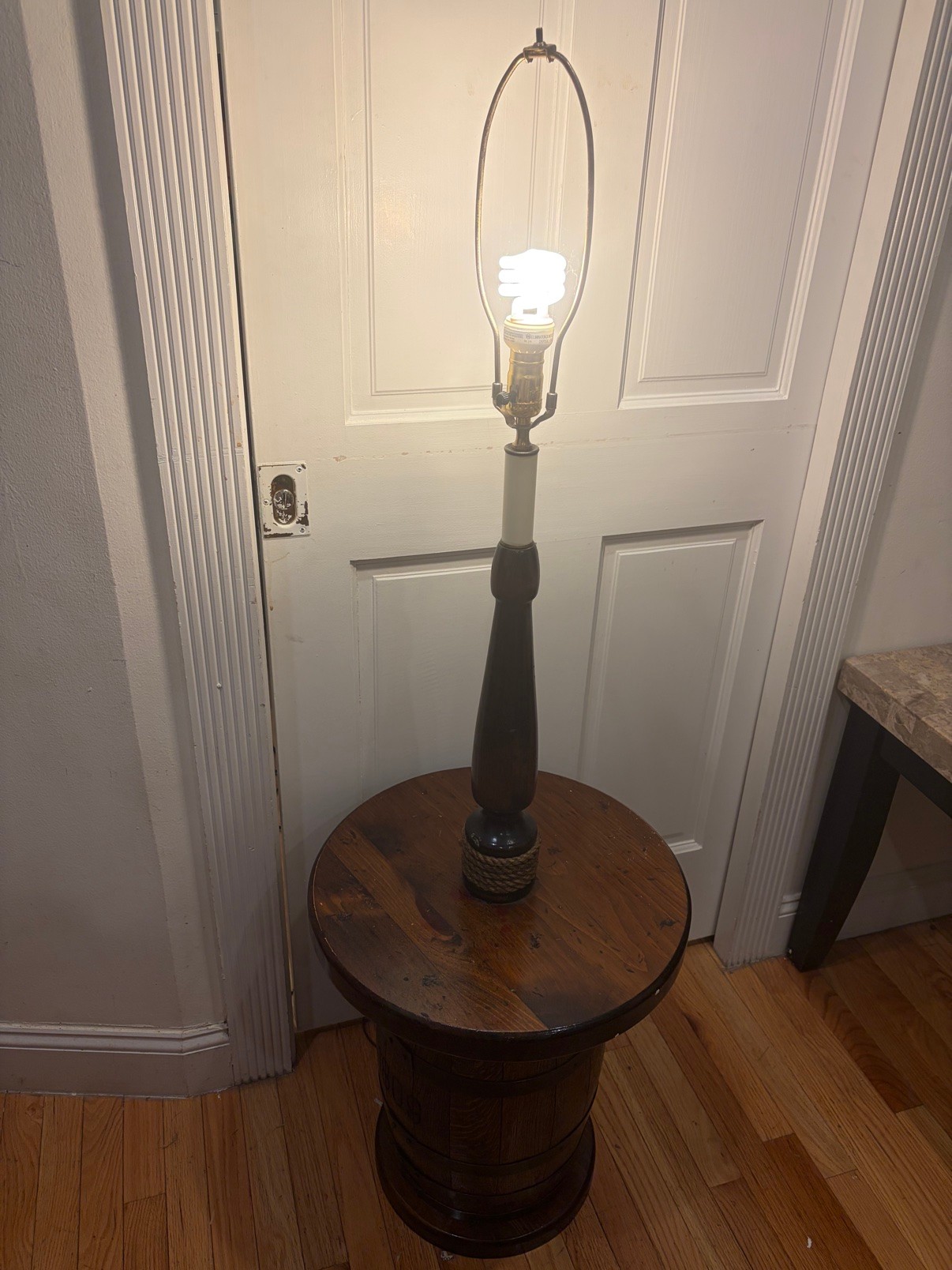 Floor Lamp & Side Table Duo Vintage Rustic Whiskey Barrel