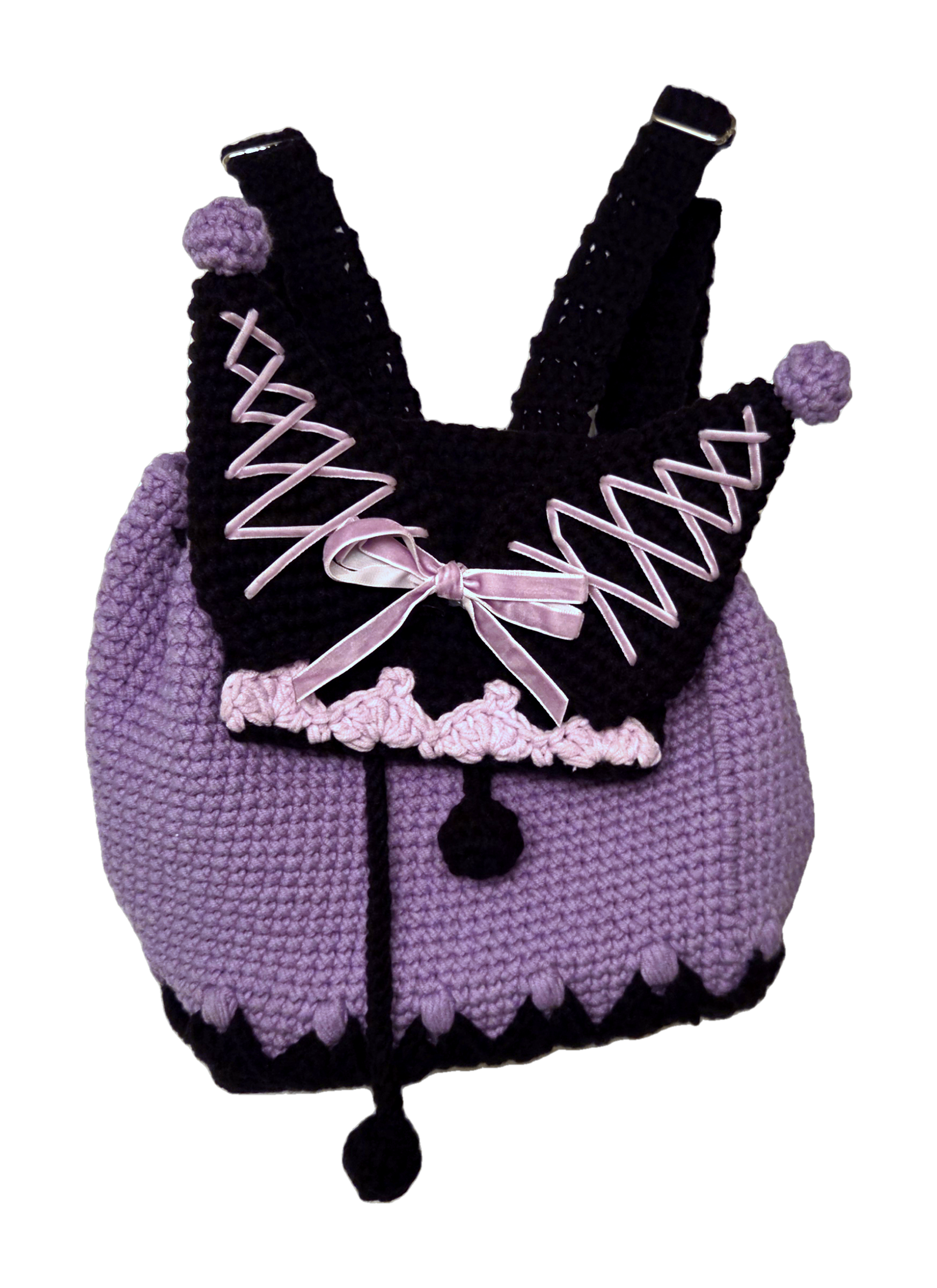 Handmade Kuromi Mini Backpack (~6x9 in) – Kawaii Halloween