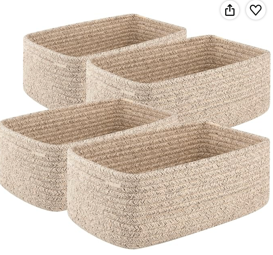 Set of 4 Woven Storage Baskets, Like New