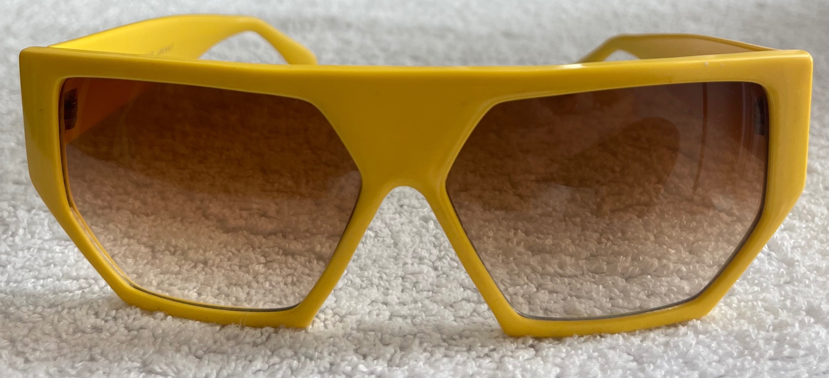Vintage 80s Foster Grant Yellow Shield Sunglasses Frame