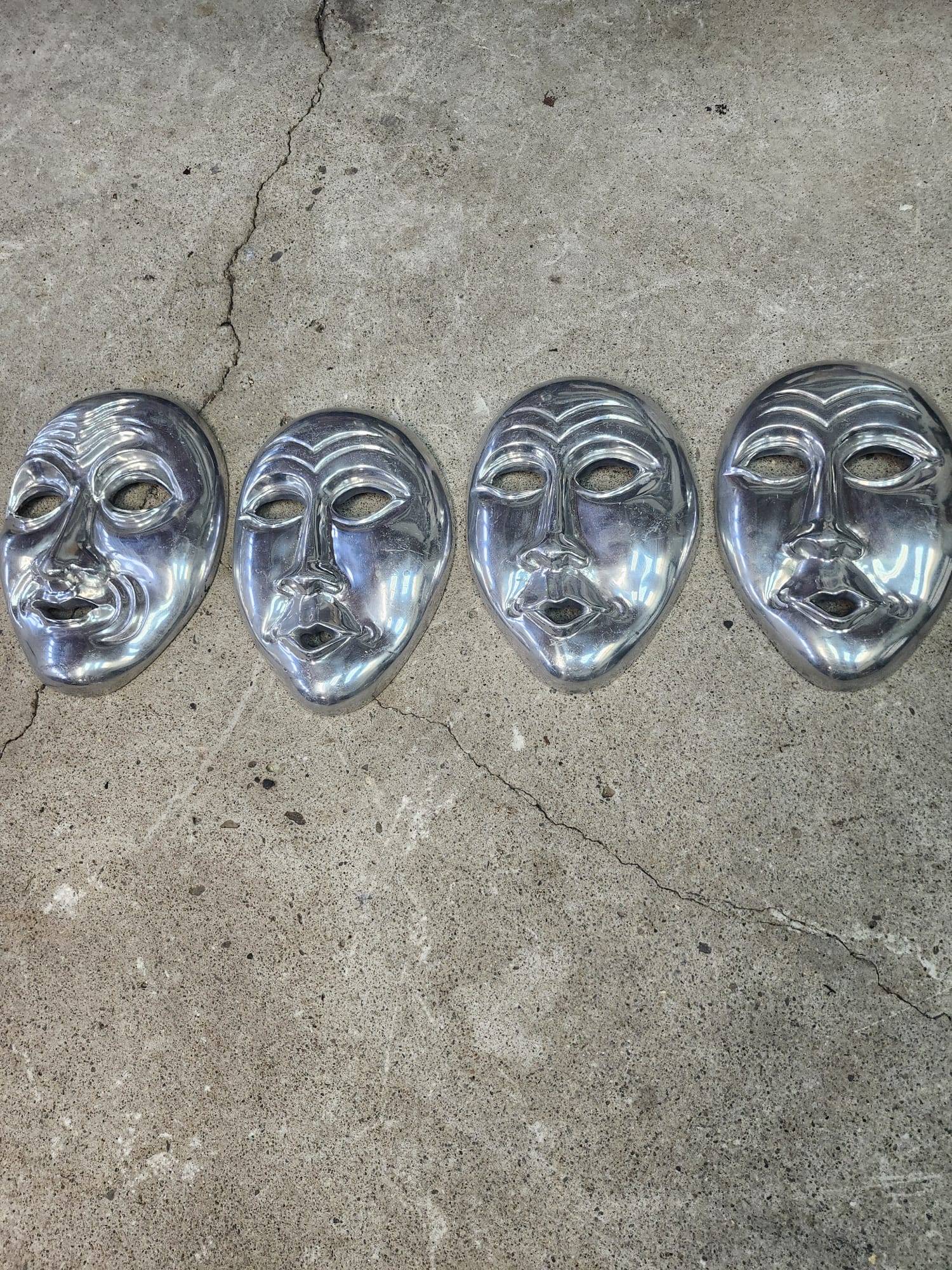 Set of 4 Heavy Decorative Metal Masks