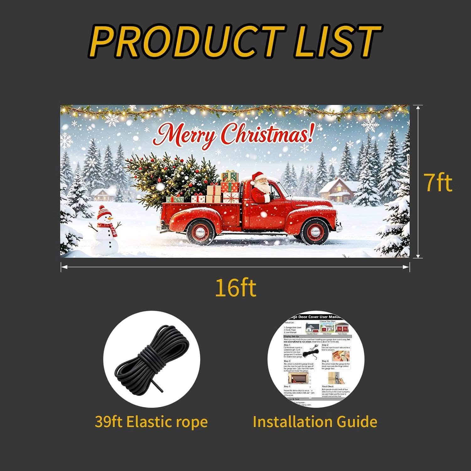 Christmas Garage Door Cover Decoration Banner 7 x 16 ft - photo 3