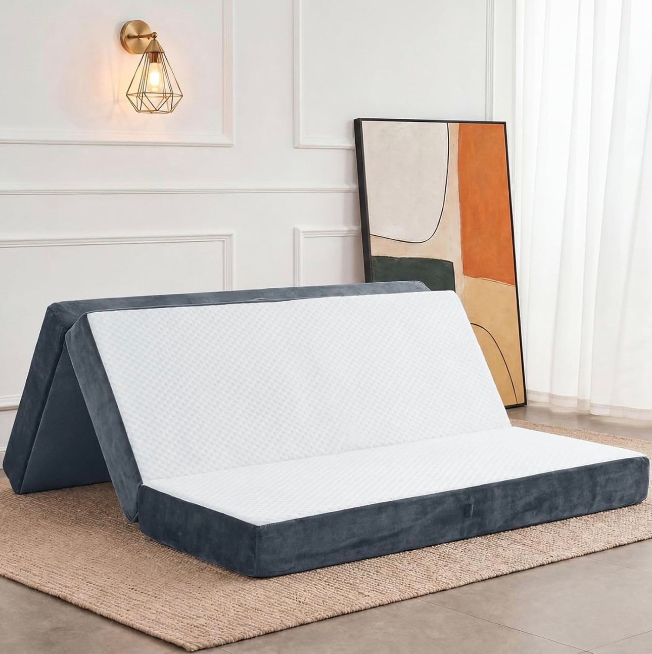 Folding Mattress Queen 6" Breathable Washable & Non-Slip Bottom - photo 2