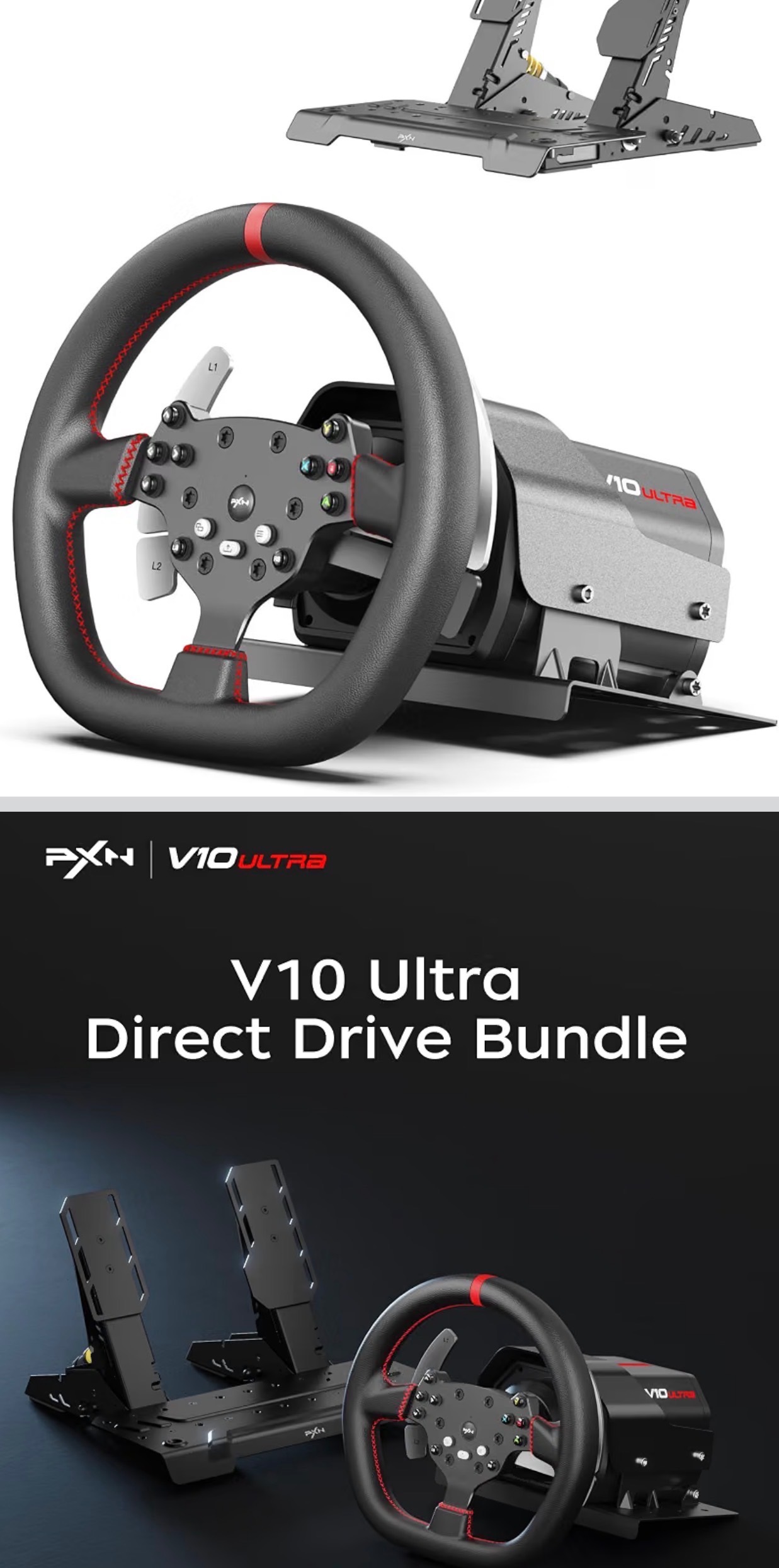 NEW: V10 Ultra Direct Drive Gaming Steering Wheel 4 Paddle Shift - photo 2