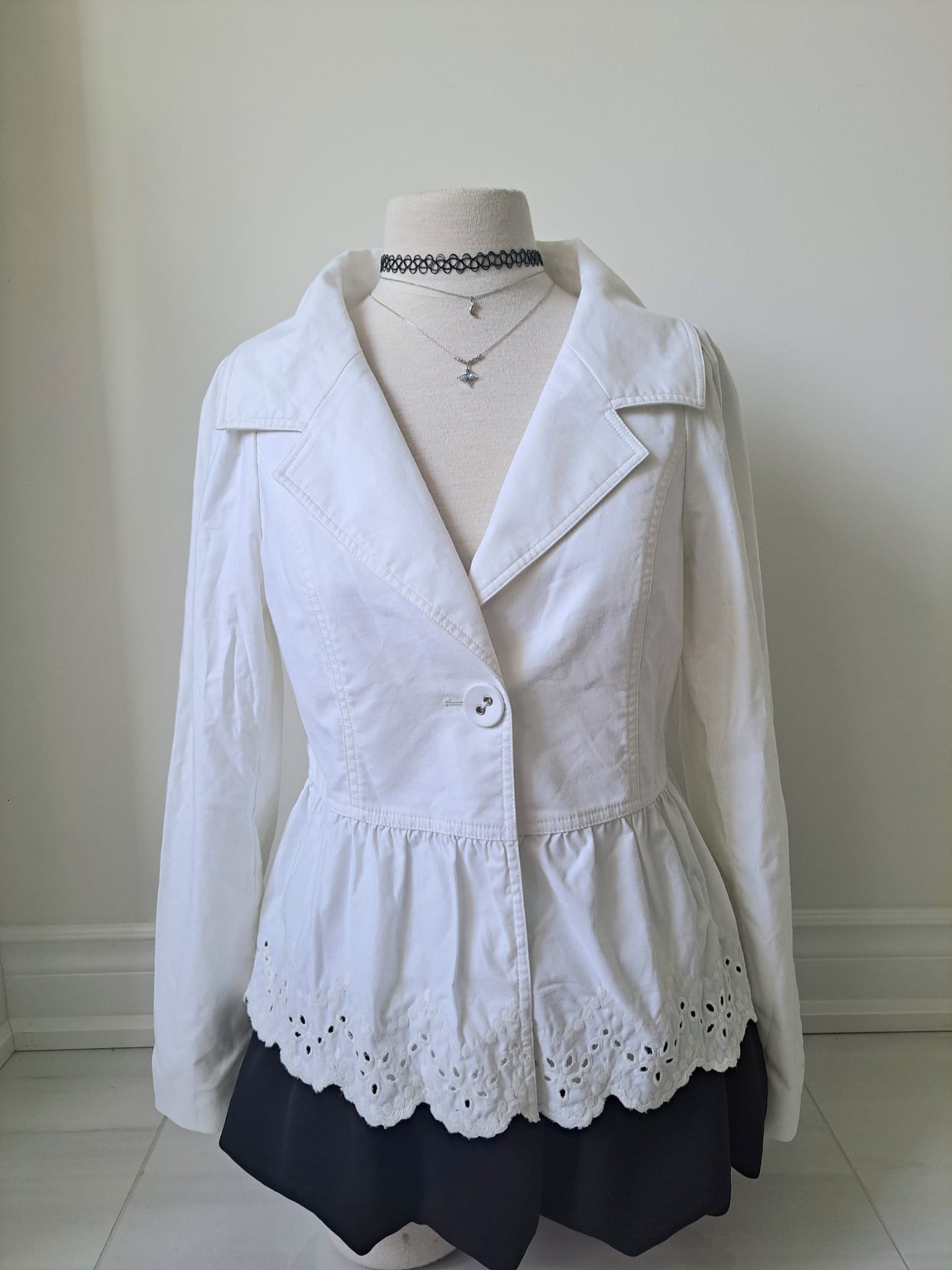 🐩 Y2K White Eyelet Peplum Blazer Jacket