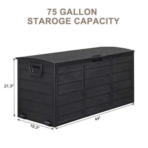 75‐Gallon Outdoor Garden Storage Deck Box – Black - photo 4
