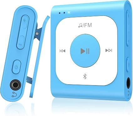 Mini Clip MP3 Player with Bluetooth 5.3 & FM Radio (Blue)