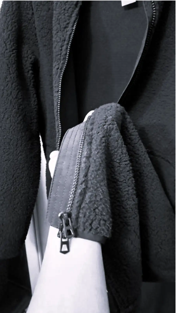Women’s Longline "Teddy" Fleece Coat Black Size M Like New - photo 4