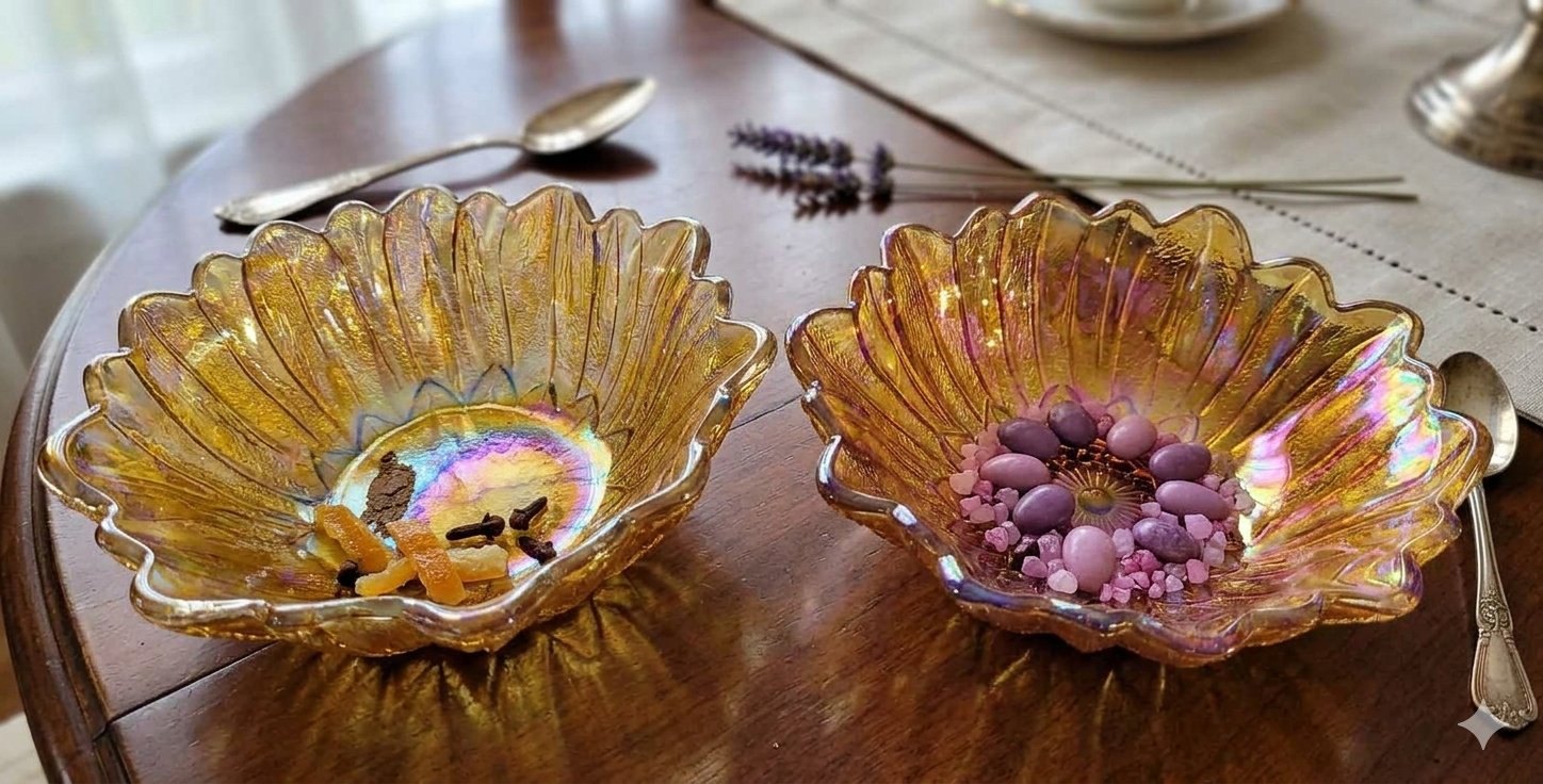 Two Indiana Glass Marigold Bowls Lily Pons Sunflower Carnival - photo 2