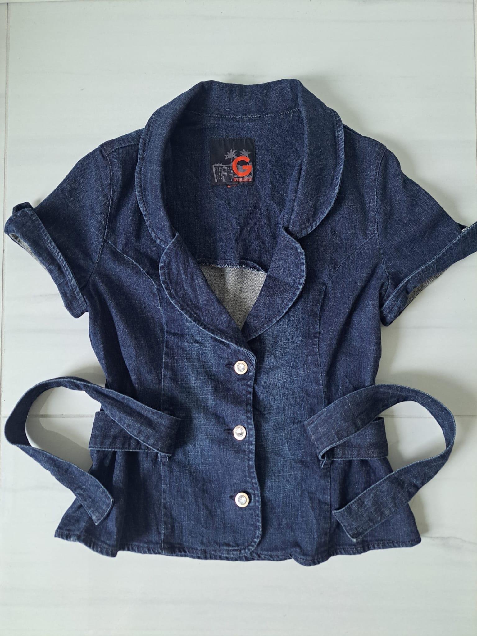 💙 Y2K GUESS Denim Short Sleeve Blazer Top - photo 4