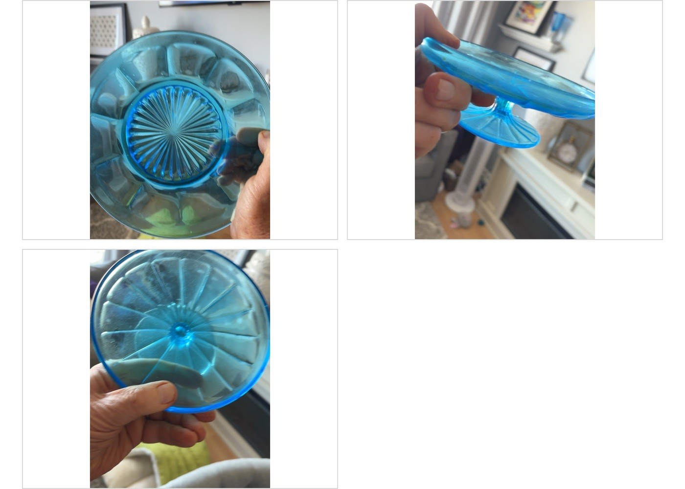 Blue Glass Pedestal Dessert Dish