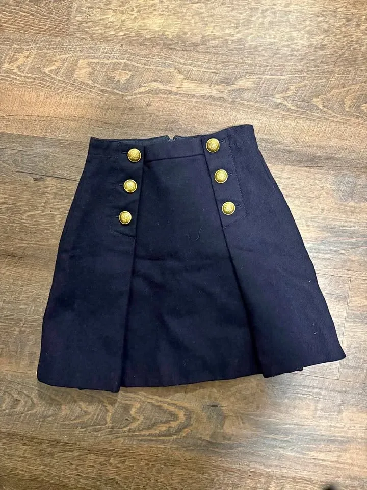 J. Crew Navy Wool Skirt - Size 00 (Fits Small)