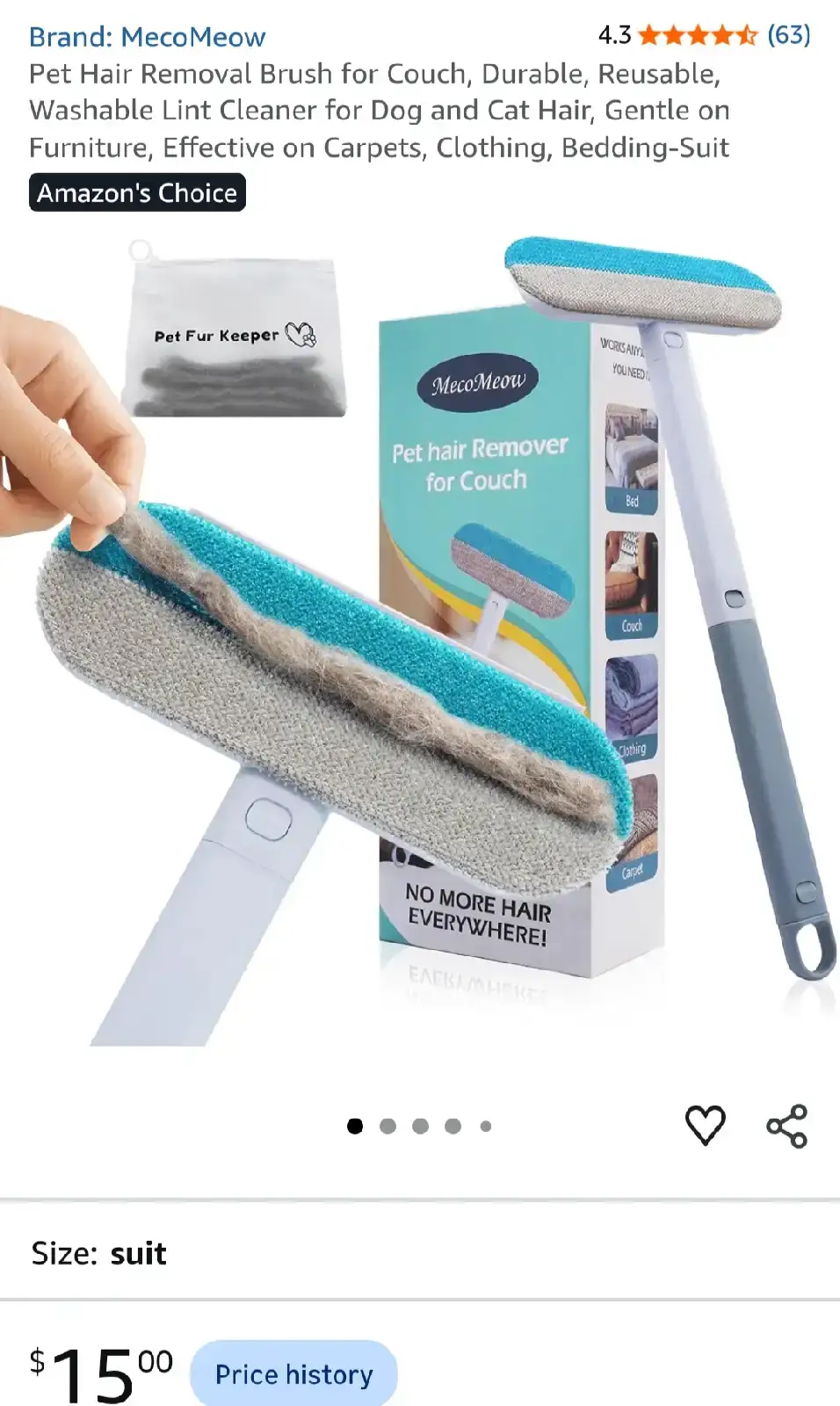 MecoMeow Pet Hair Removal Brush