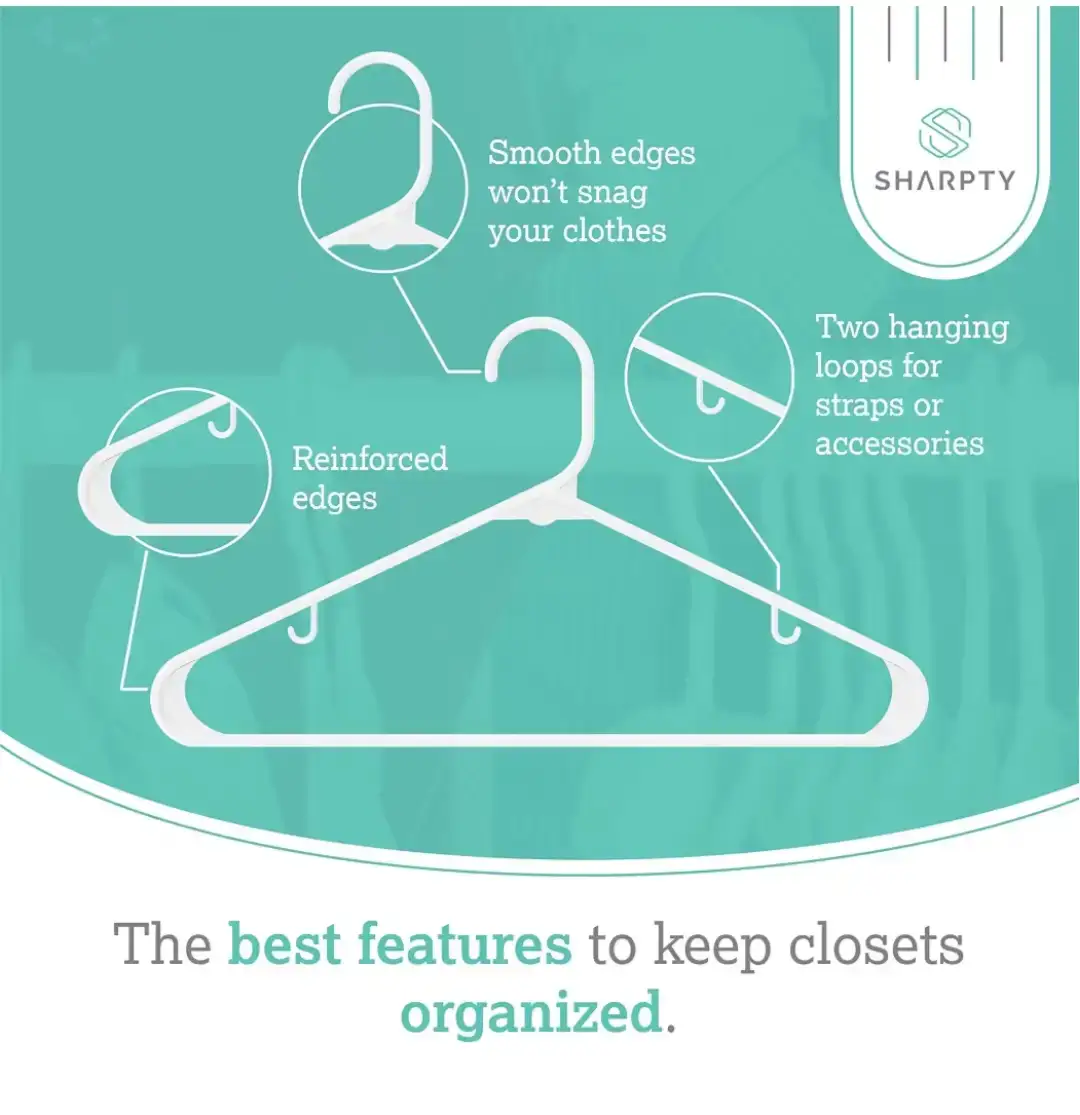 Sharpty Standard Plastic Hangers, 60 Pack - photo 2
