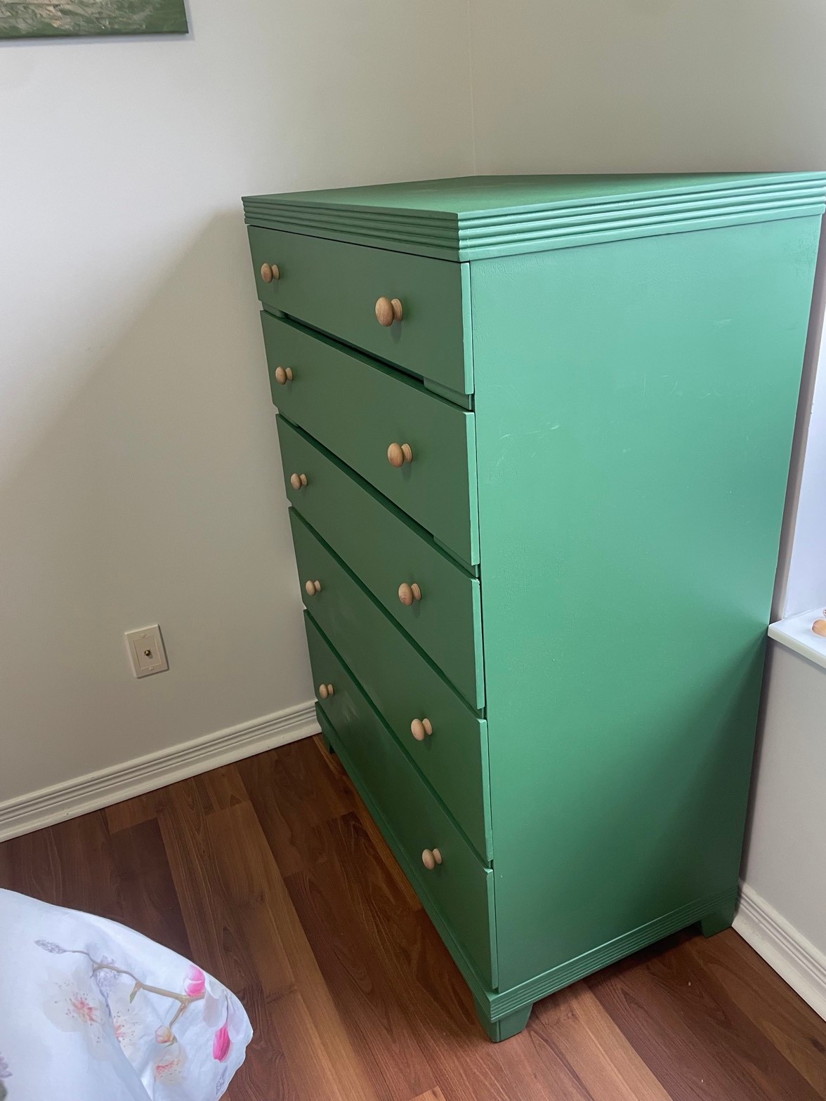 5-drawer green dresser, solid wood - photo 3