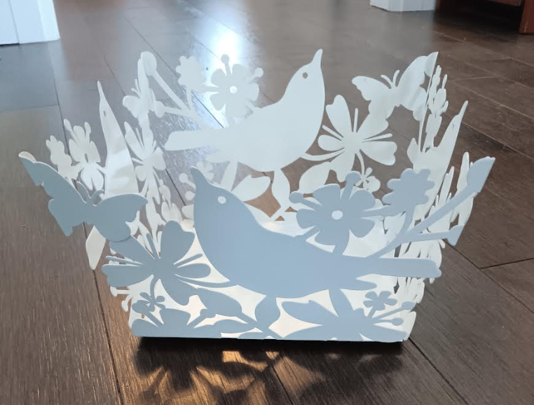 Urban Barn White Metal Floral Bird Cut Out Bowl basket
