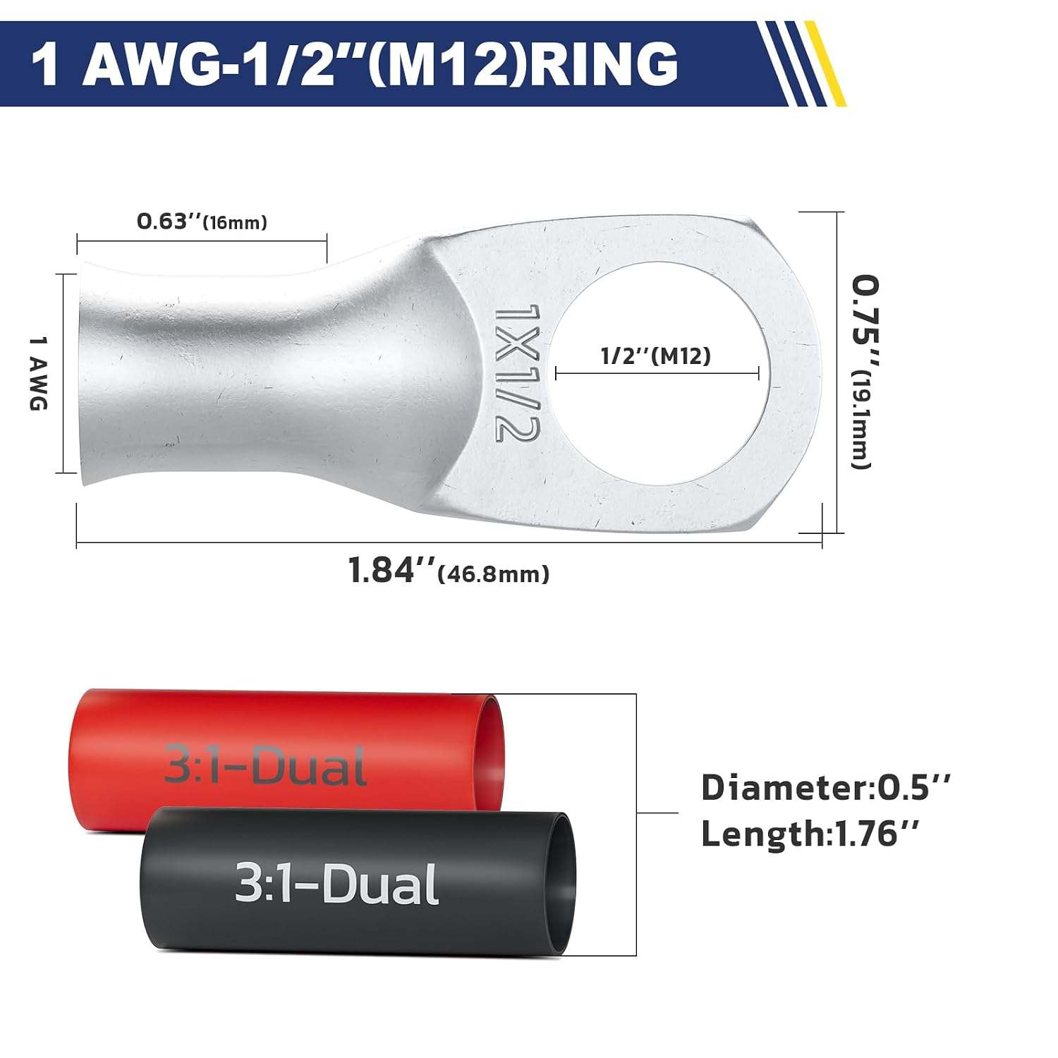 haisstronica 1 AWG Battery Cable Lug Kit – 20PCS - photo 3