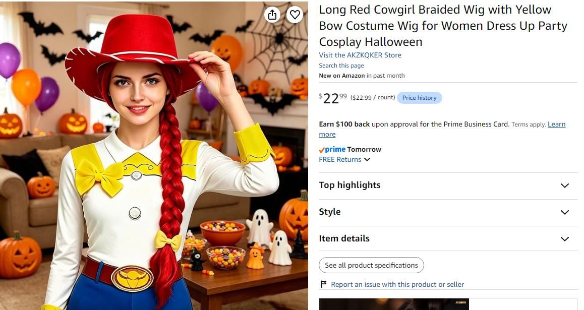 New~Long Red Braided Wig with Yellow Bow - photo 3