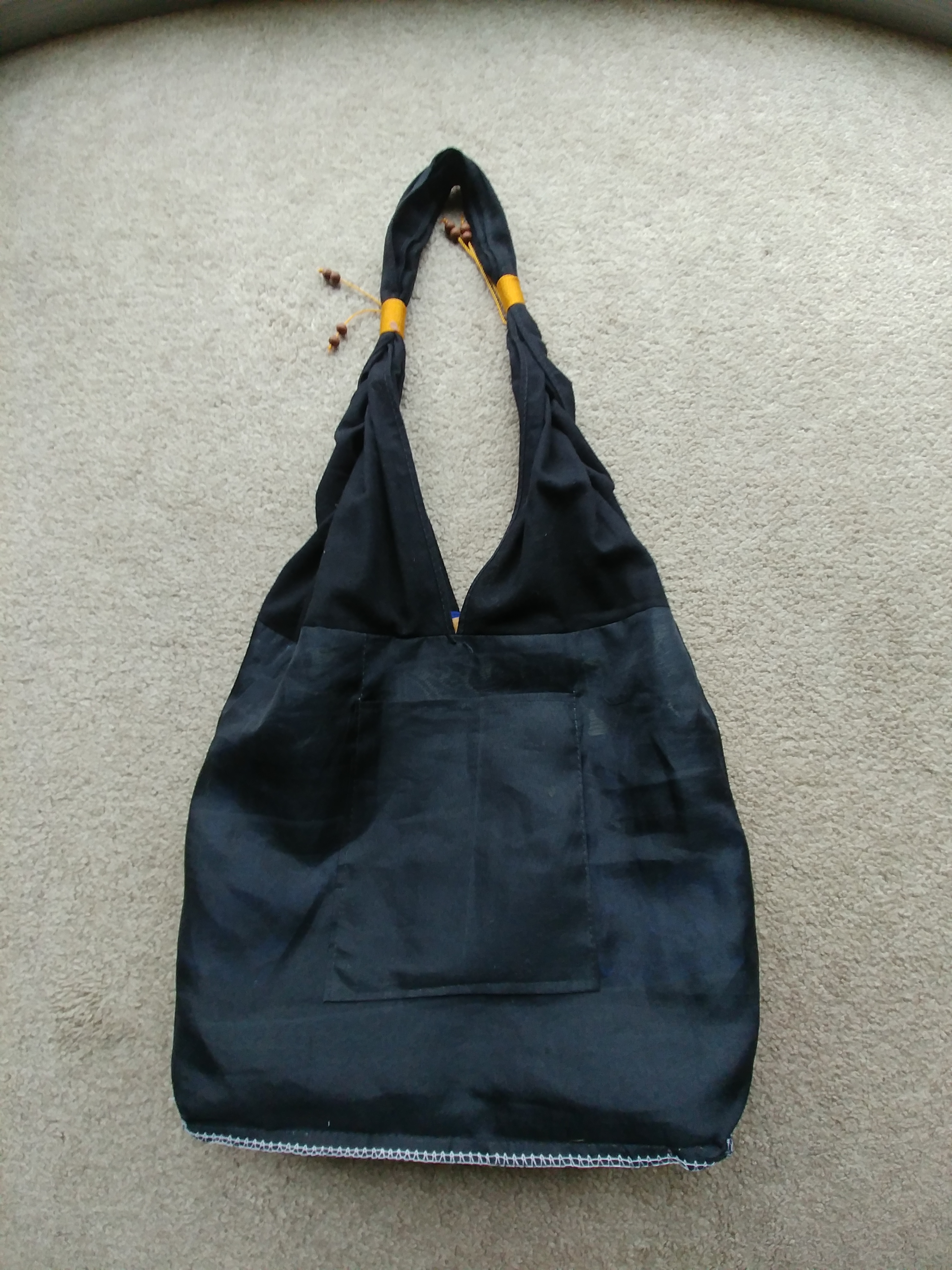 Unique Cotton Bag, Elephant Motif, Wooden Bead Accents. - photo 3
