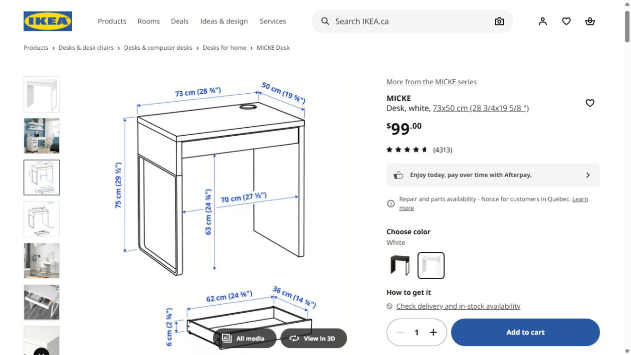 Compact White Desk with Drawer – Moving Sale - photo 3