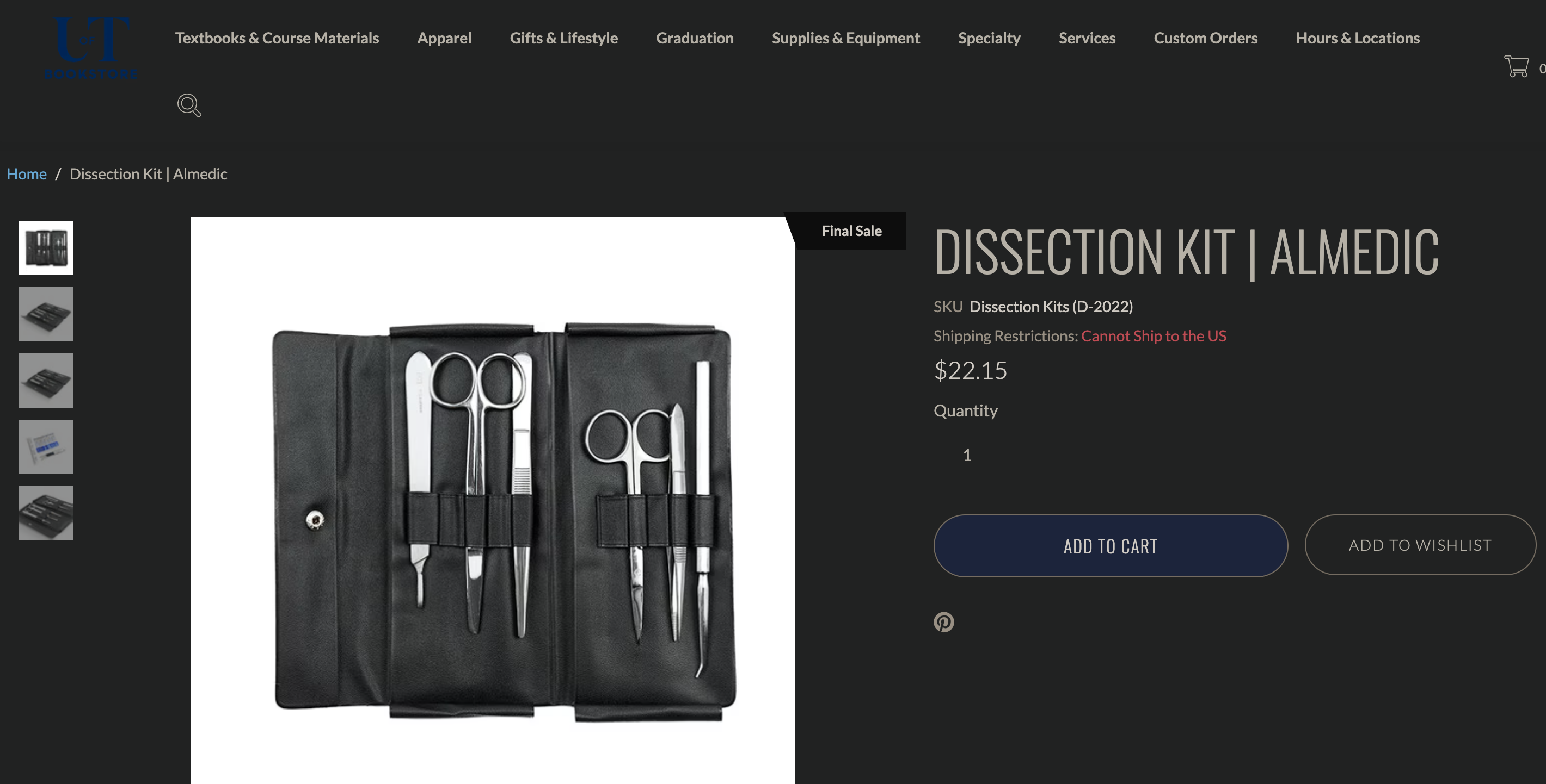 UofT Biology Dissection Kit with Safety Goggles - photo 2