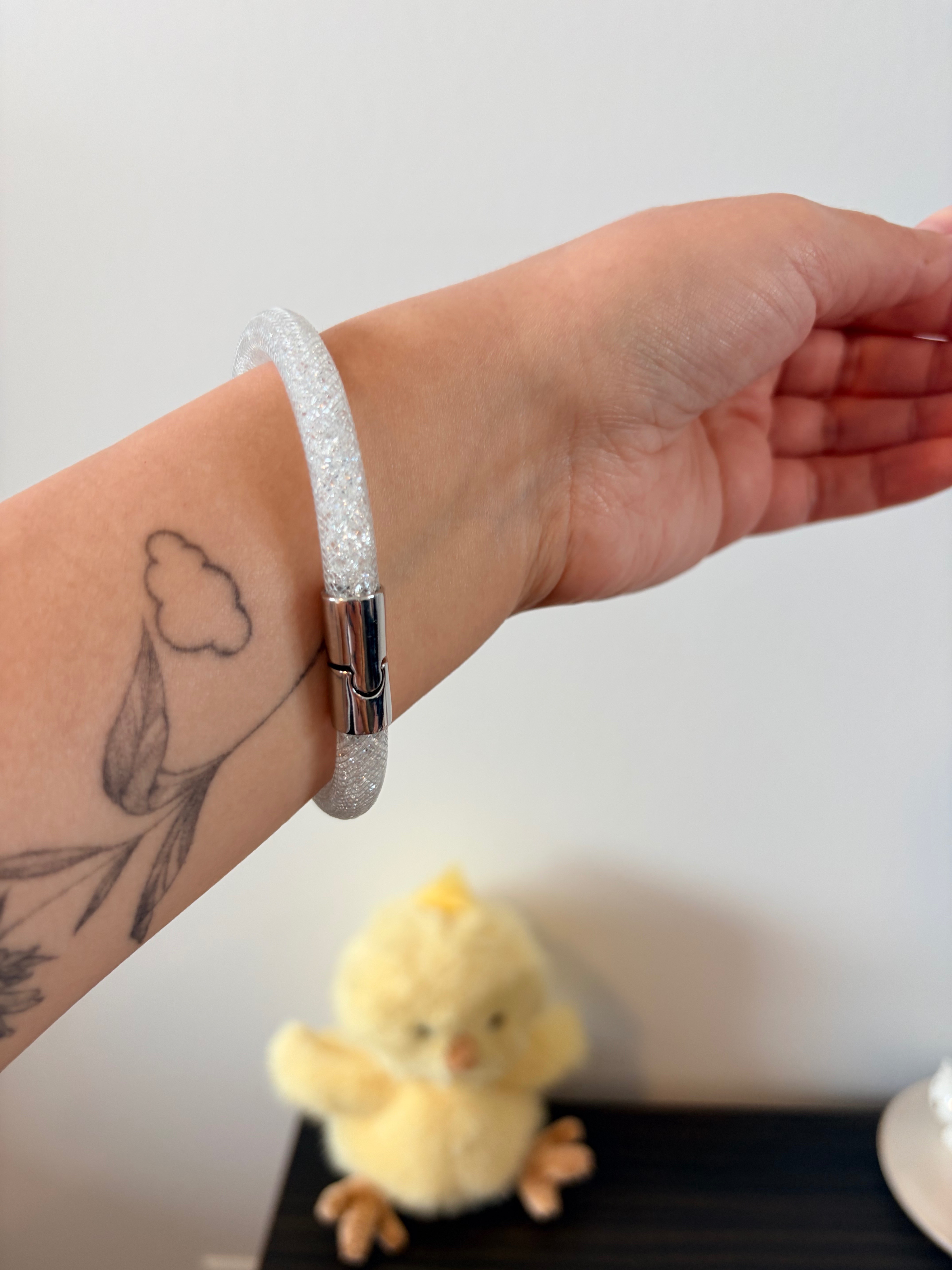 Swarovski Stardust White Crystal Mesh Bangle Bracelet Size M - photo 3