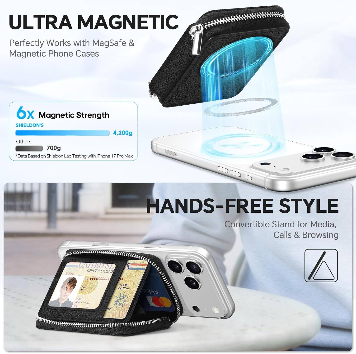 SHIELDON Genuine Leather Wallet for MagSafe, 12 Card Holder - photo 4