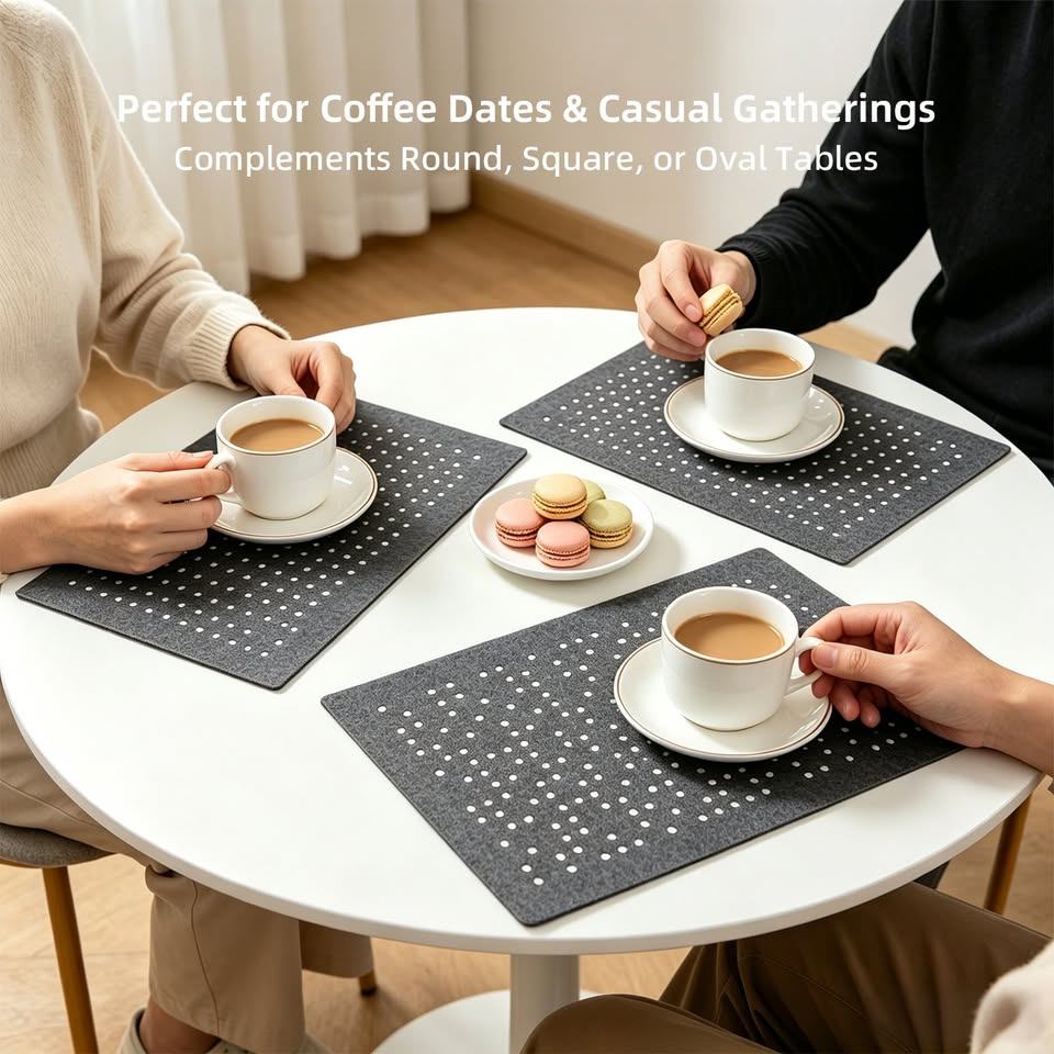 Grey Felt Placemats – Set of 4, 17.3 x 11.4 in - photo 4