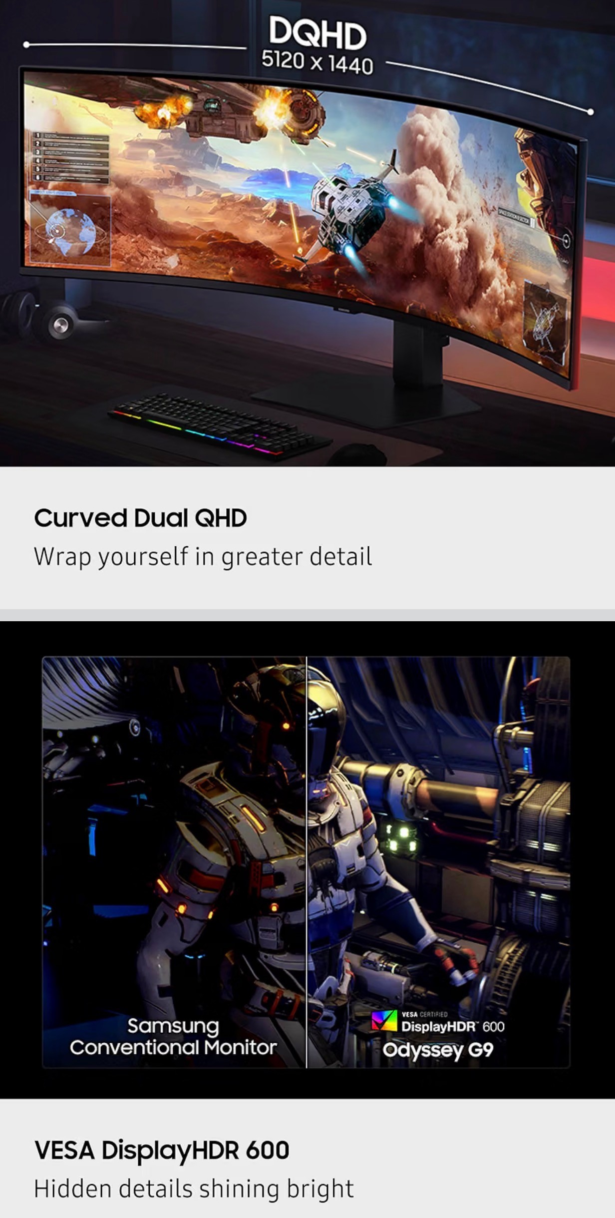 SAMSUNG G9 49" Odyssey 144Hz 1ms DQHD Gaming/Editing Monitor Cur - photo 3