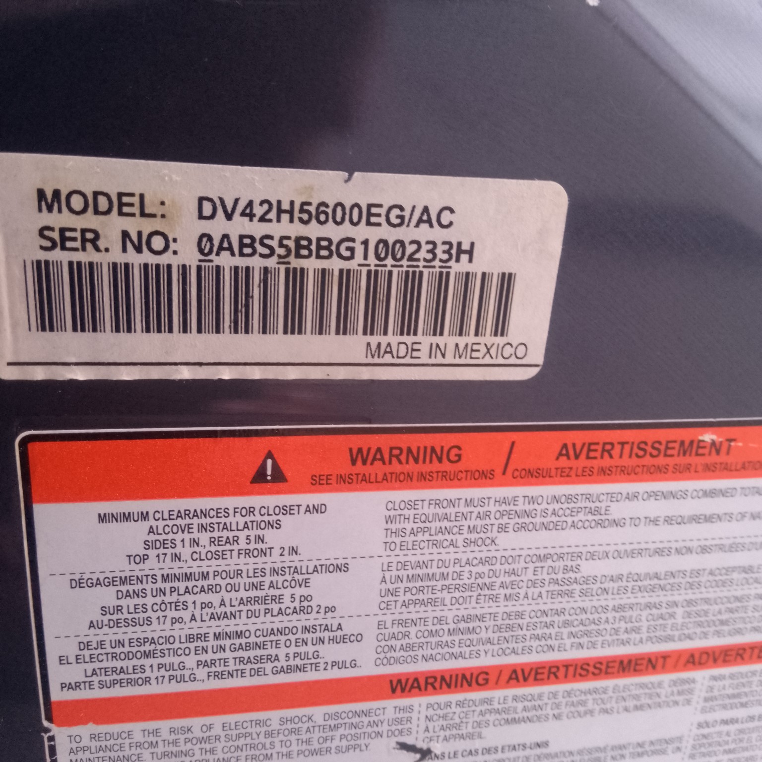Samsung EcoDry Electric Dryer DV42H5600EG - photo 4