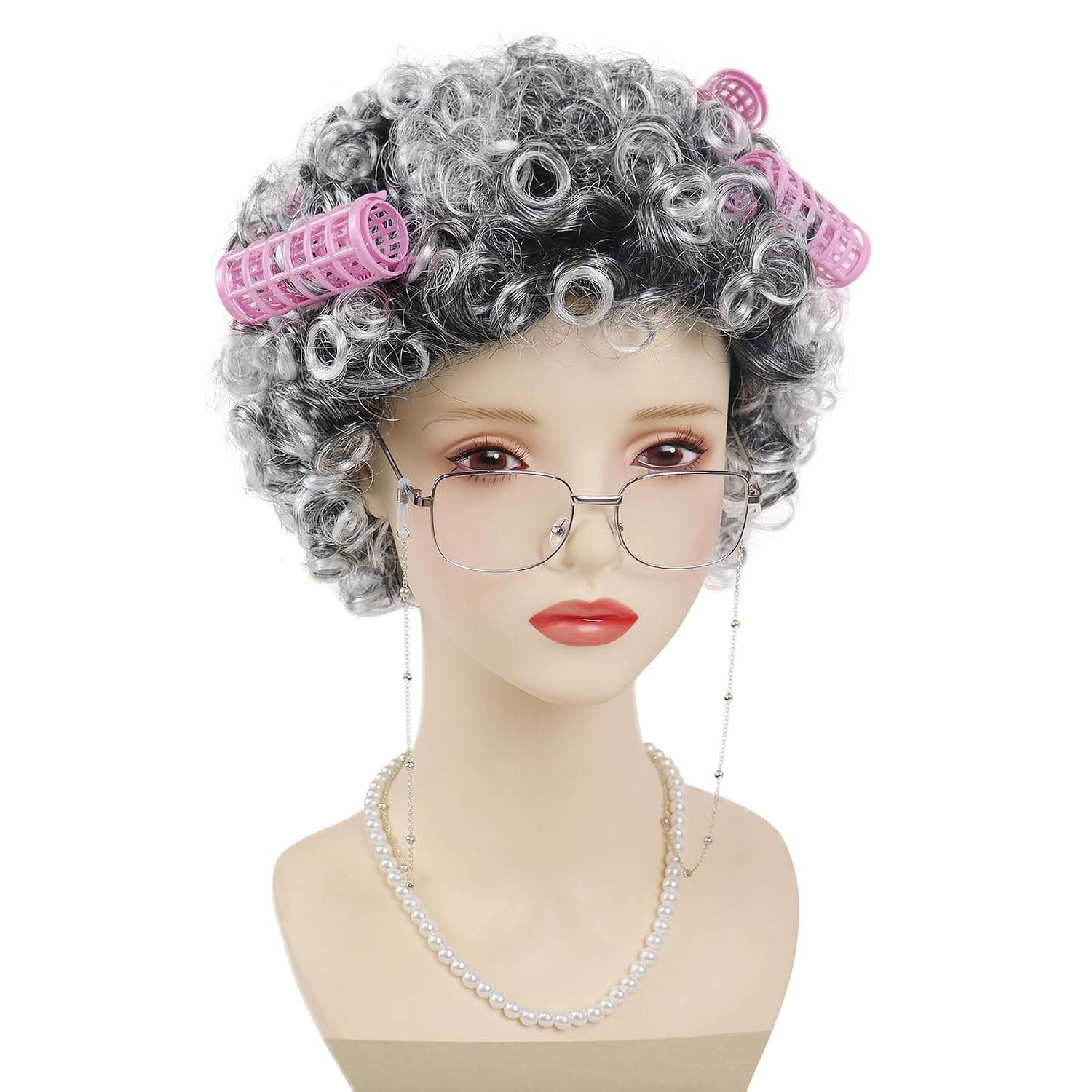 NEW~ Gray Curly Old Lady Granny Wig Costume for Women