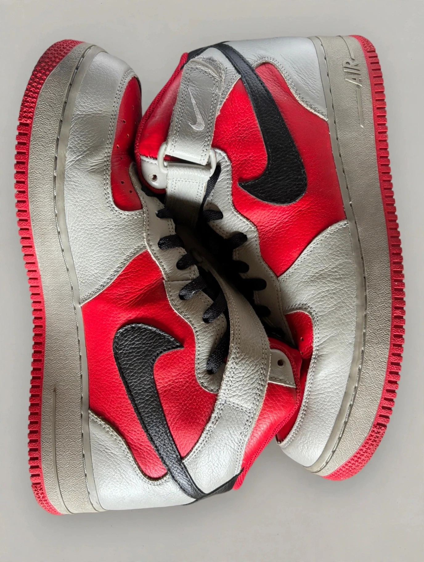 Nike AF1 Mid Red Grey Custom MC FLY Mens US 11.5 Box