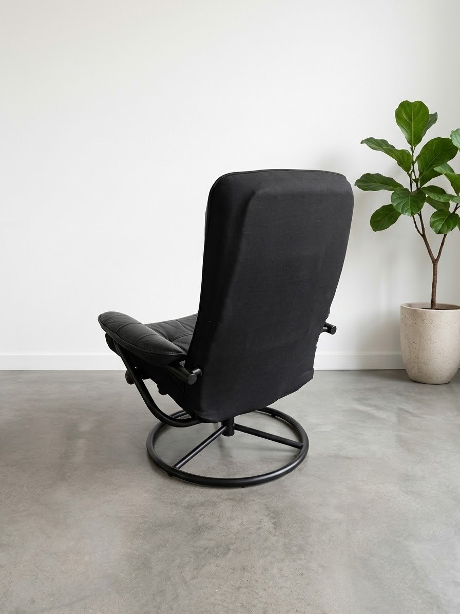 1999 IKEA Malung Leather Swivel Recliner & Ottoman - photo 2