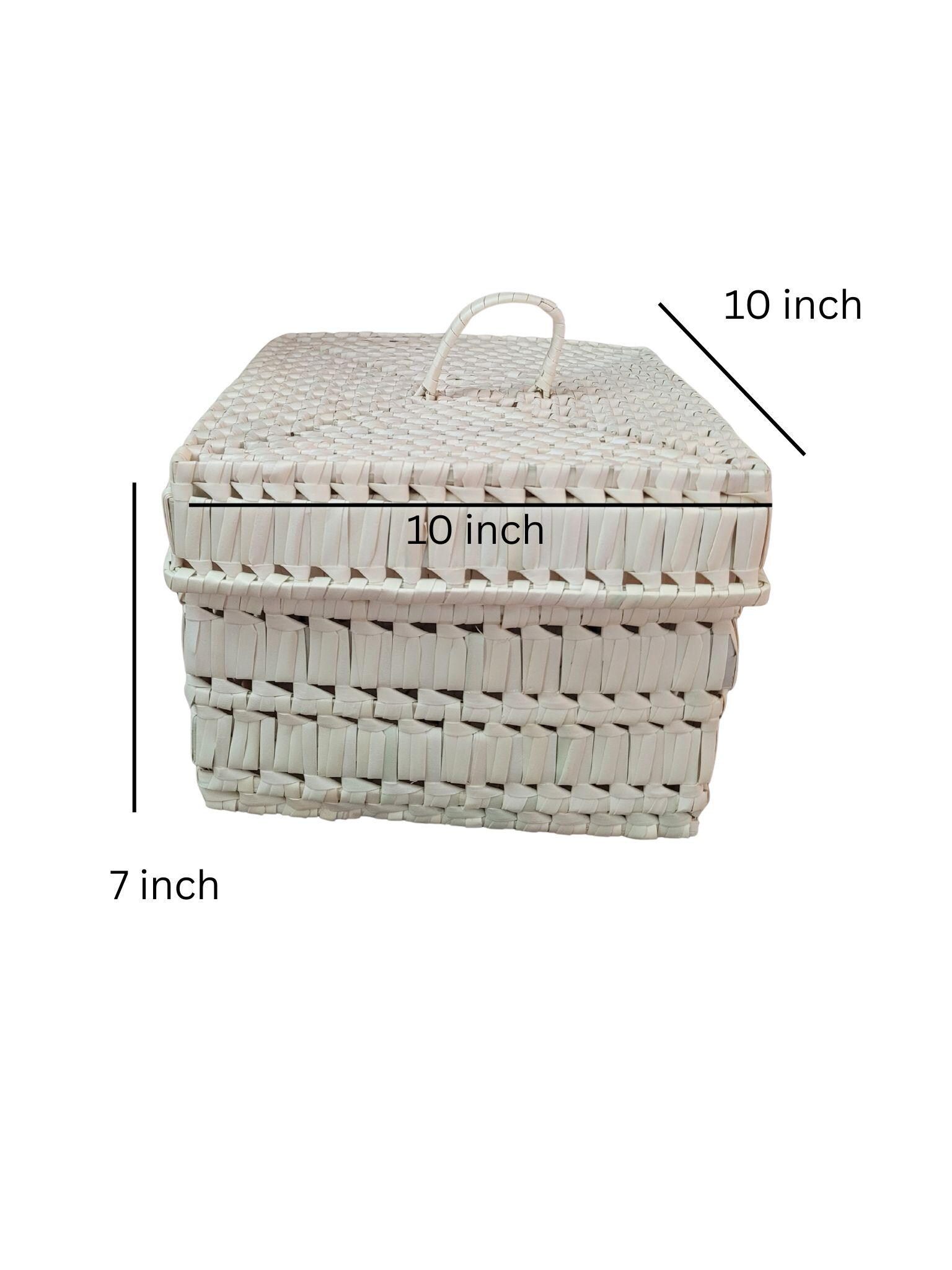 Hand woven eco friendly palm leaf storage box - photo 2
