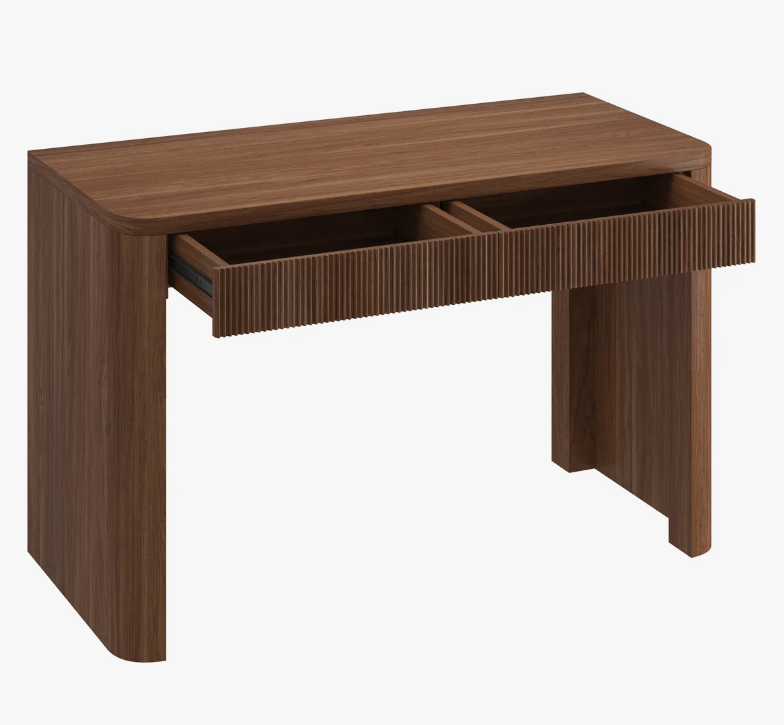 Satin Walnut Wood Vanity Console Table with Two Drawers - photo 4