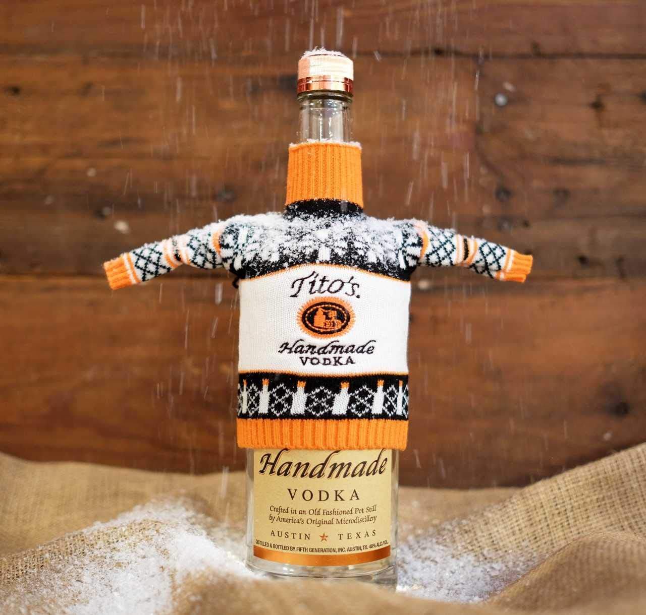 Tito's Handmade Vodka Miniature Sweater Bottle Cover