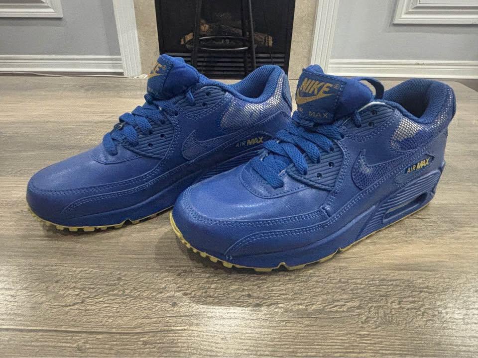 Womens Nike Air Max 90 (Royal Blue/Gold/Python) - US 5.5