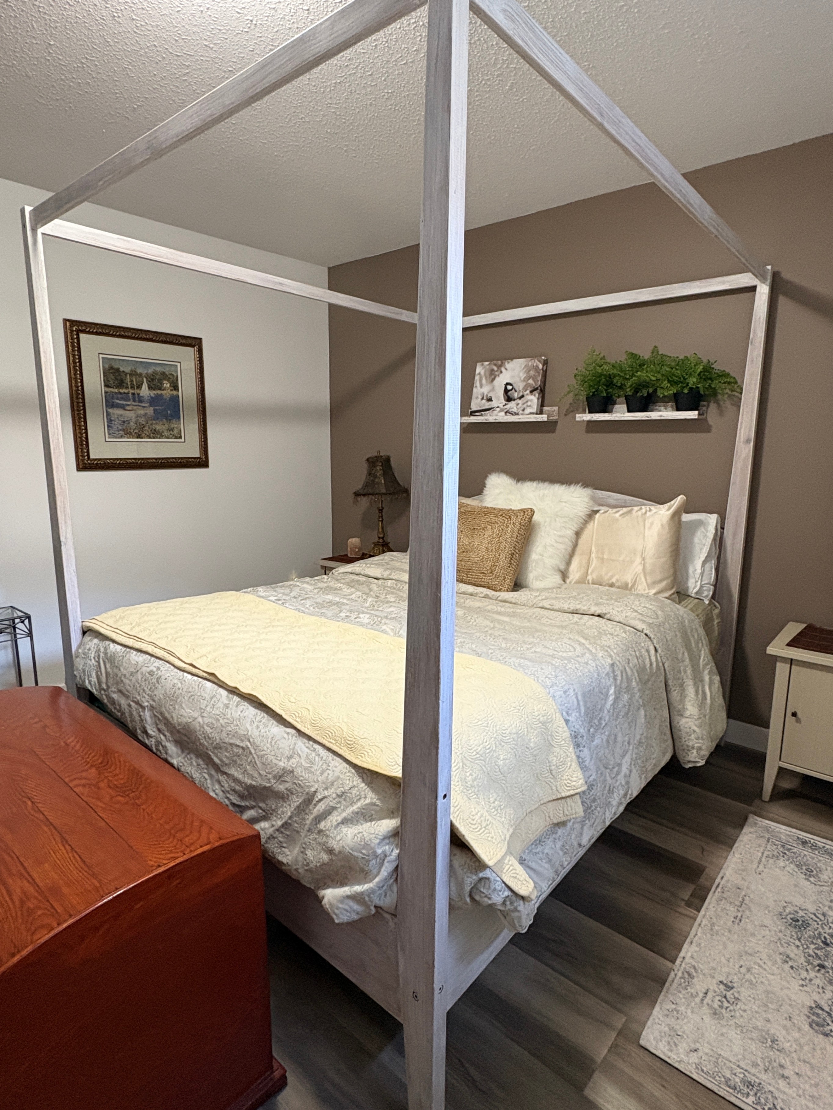Queen Canopy Bed with Mattress & Boxspring