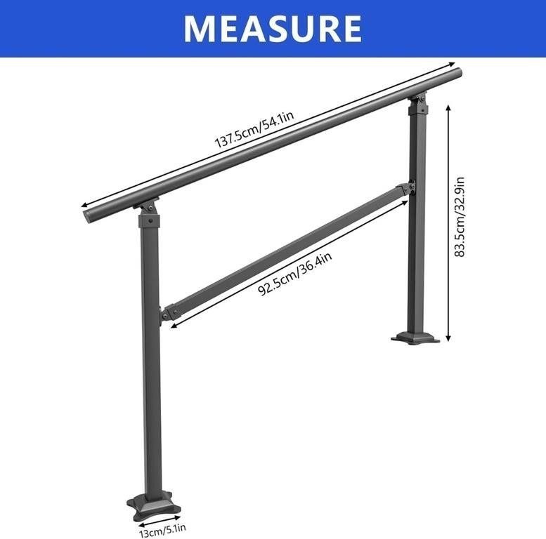 New SPACEEUP 4-5 Steps Stair Handrails, 54"x33" Wrought Handrail