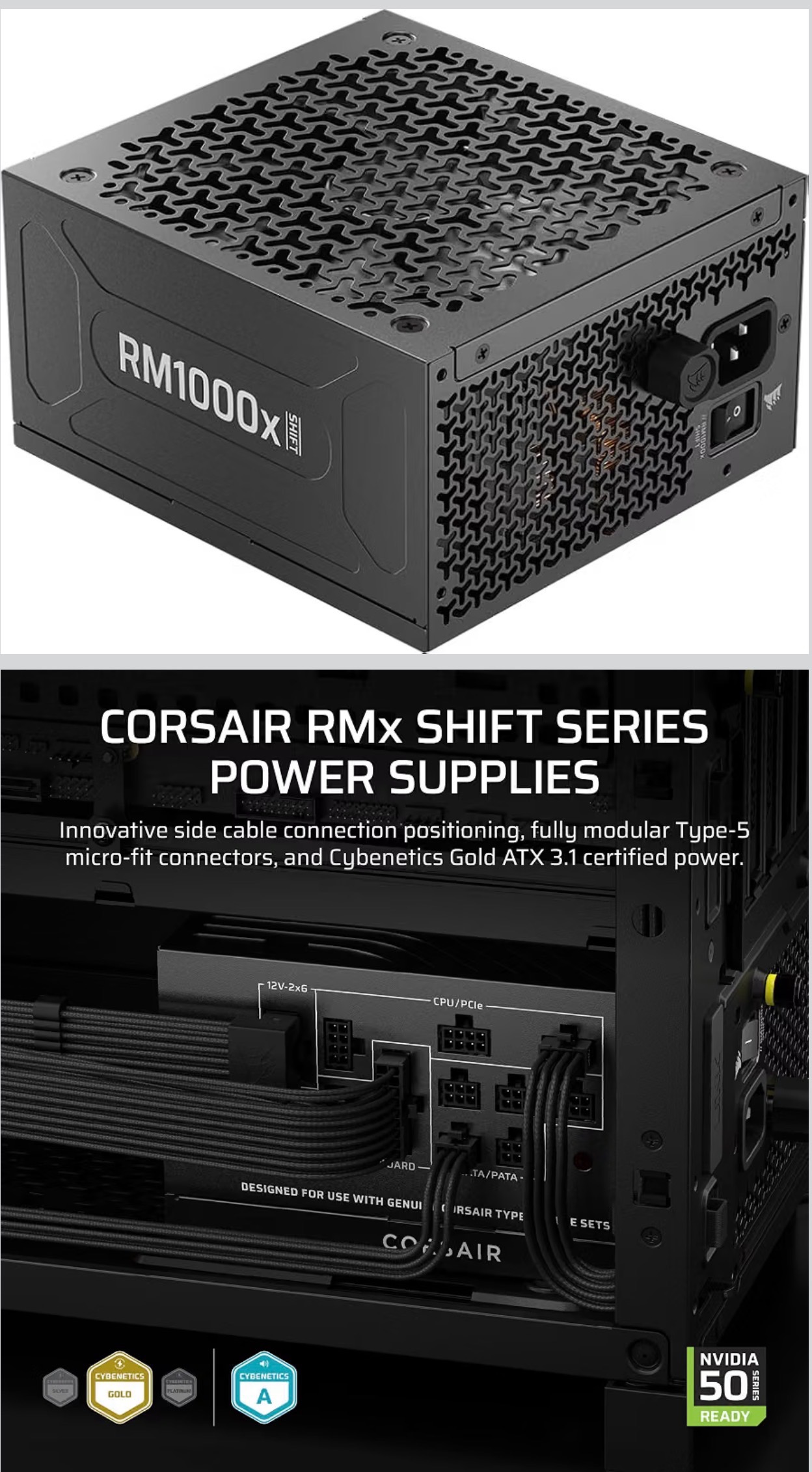 CORSAIR RM1000x Fully Modular ATX Power Supply Modular Side Inte - photo 2