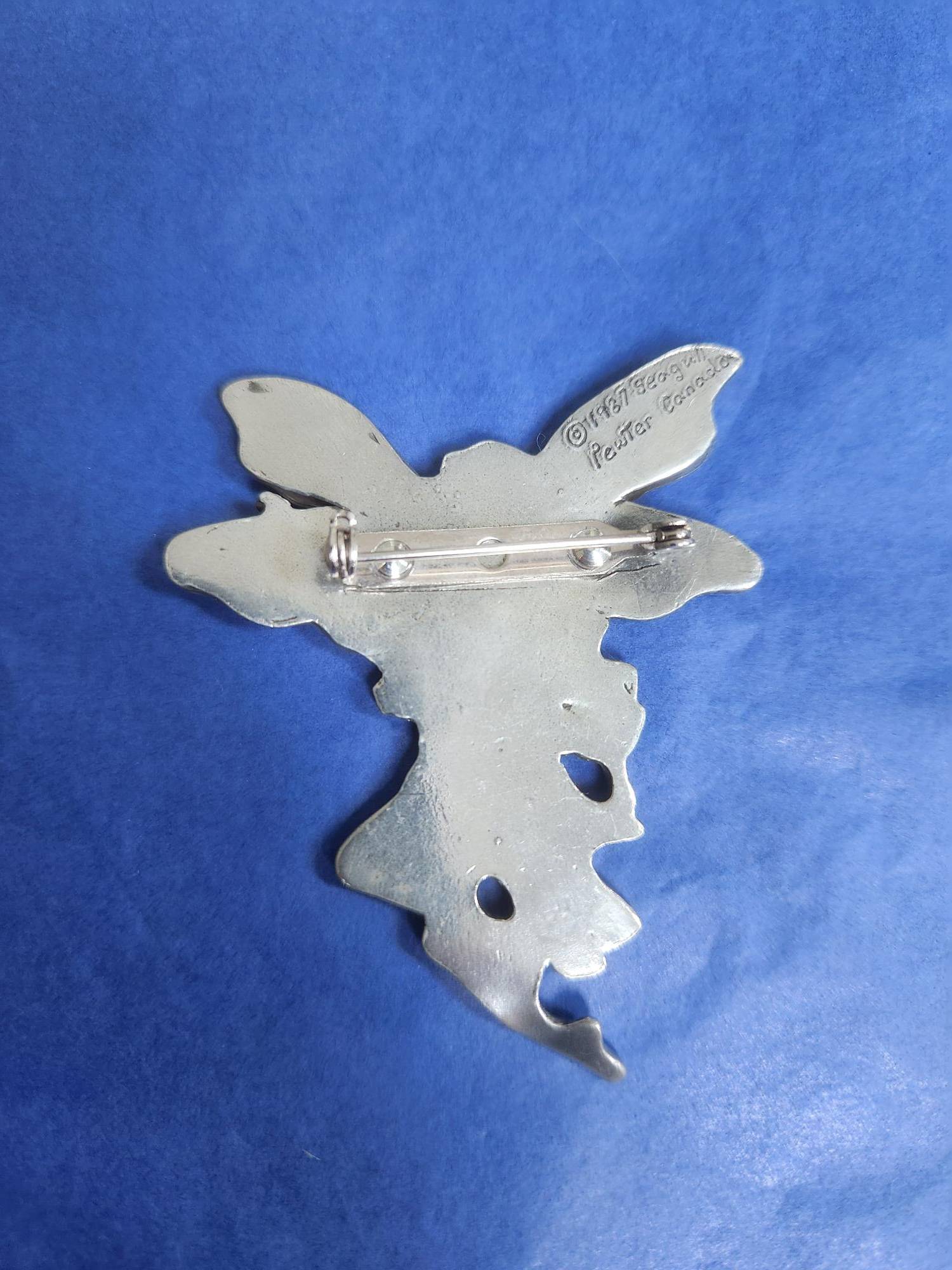 Vintage 1987 "Seagull Pewter Canada" Fairy / Angel Pin Brooch - photo 3