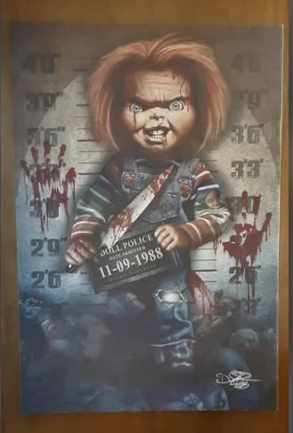 CHUCKY Large Canvas Art Painting 35" x 24" - photo 3