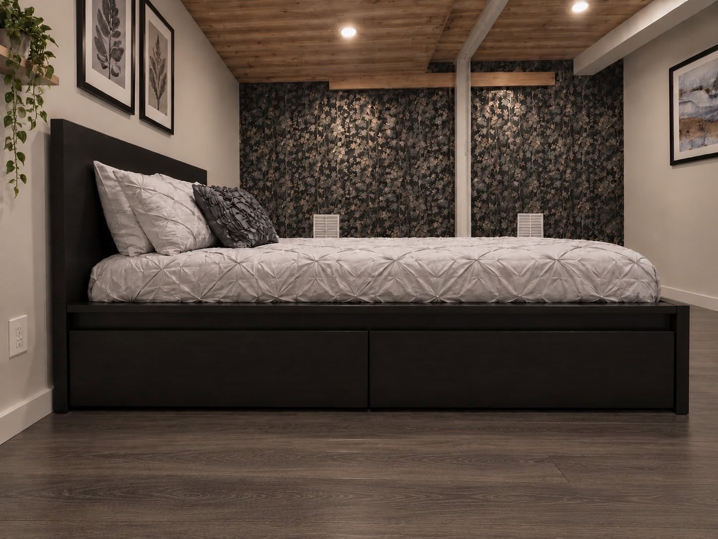 IKEA MALM Queen Bed Frame with 4 Storage Boxes - Dark Brown - photo 2
