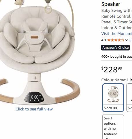 49. Monamii Baby Swing: 5 Speeds, Bluetooth - photo 3